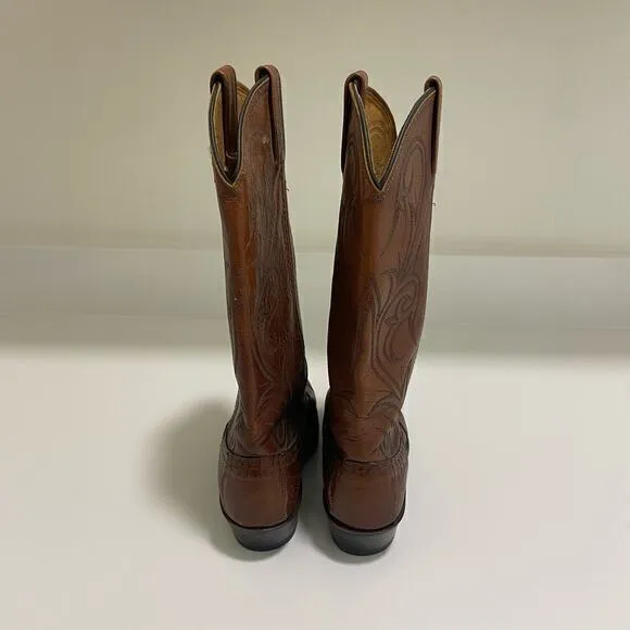 Vintage Dan Post Exotic Lizard Cowboy‎ Boots Brown Size 6.5