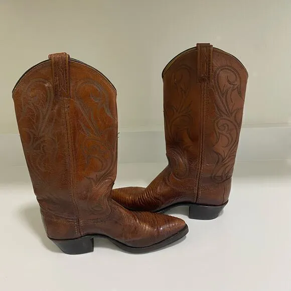 Vintage Dan Post Exotic Lizard Cowboy‎ Boots Brown Size 6.5