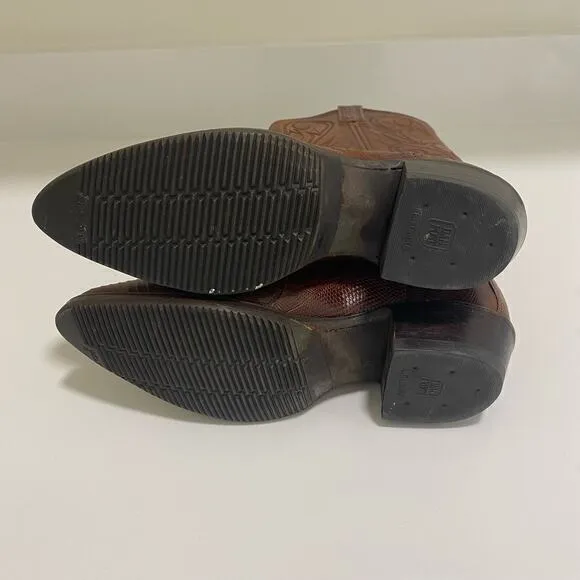 Vintage Dan Post Exotic Lizard Cowboy‎ Boots Brown Size 6.5