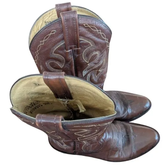 Vintage Dan Post Men's Brown Leather Western Boots - Size 8.5 D