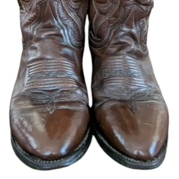 Vintage Dan Post Men's Brown Leather Western Boots - Size 8.5 D