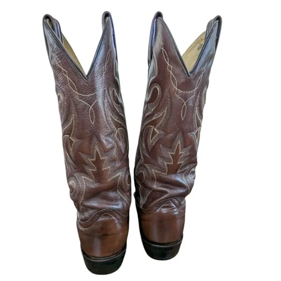 Vintage Dan Post Men's Brown Leather Western Boots - Size 8.5 D