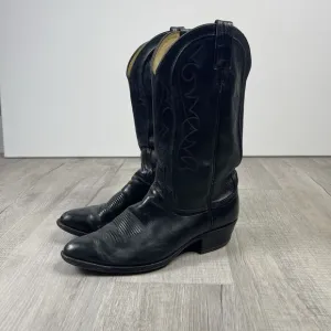 Vintage Dan Post Mens Cowboy Boots Mens 10.5 D Black Leather Made in USA A