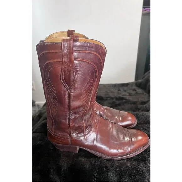 Vintage DAN POST Signature Spanish Leather Cowboy Western Boots Mens Size 12 D