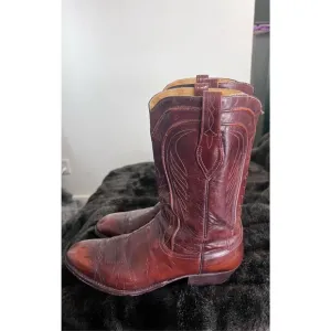 Vintage DAN POST Signature Spanish Leather Cowboy Western Boots Mens Size 12 D