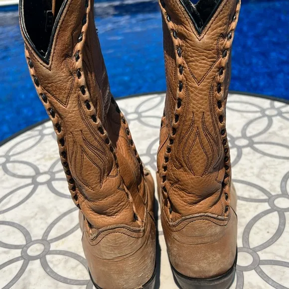 Vintage Dan Post Tan Cowboy Boots men’s Sz 8.5