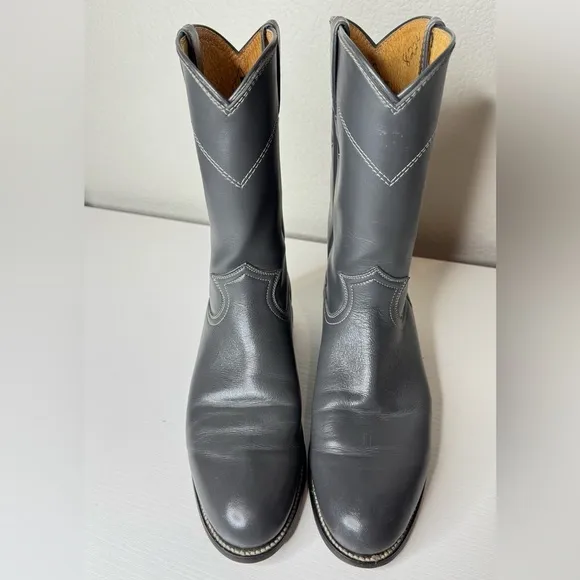 Vintage Diamond J Justin Western Leather Boots Grey Women’s 8.5 B