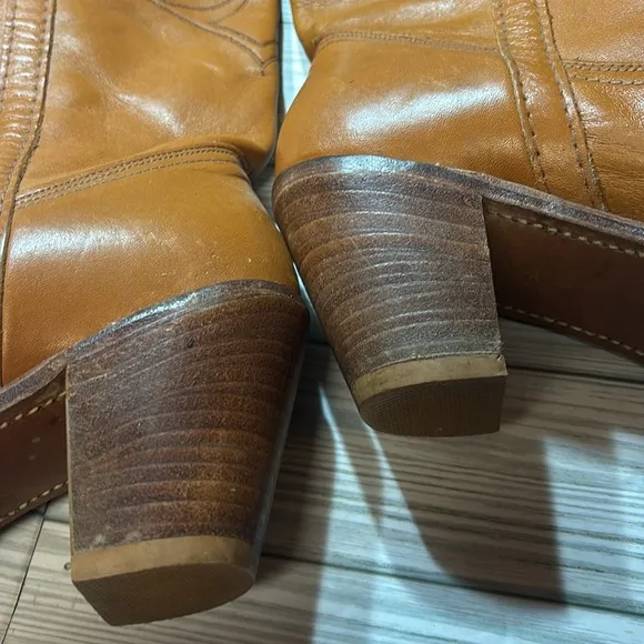 Vintage Dingo Cowboy Boots Brown Tribal Leather USA Women’s Size 8