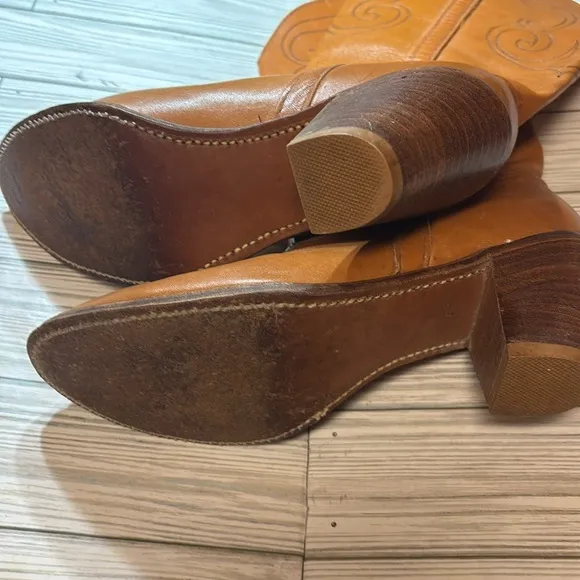 Vintage Dingo Cowboy Boots Brown Tribal Leather USA Women’s Size 8