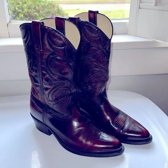 Vintage Dingo dark burgundy cowboy boots