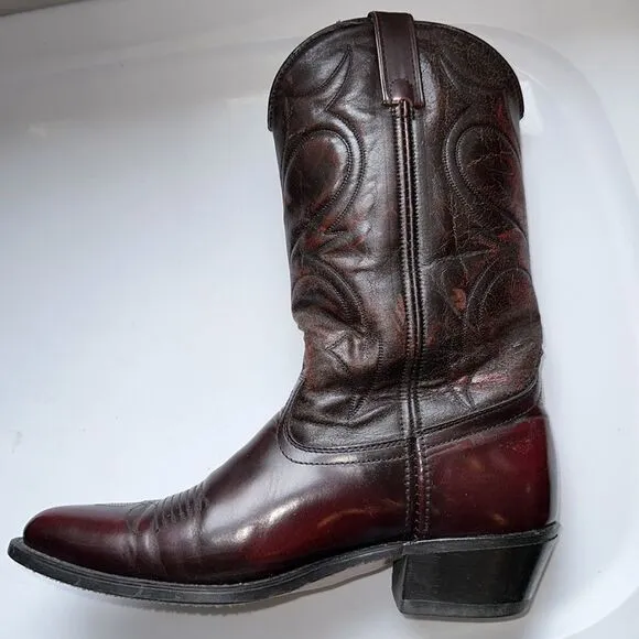 Vintage Dingo dark burgundy cowboy boots