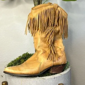 VINTAGE Dingo Leather Fringe Boots