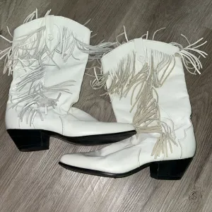 Vintage Dingo White FRINGE Boots 9 womens
