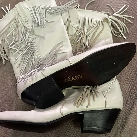 Vintage Dingo White FRINGE Boots 9 womens