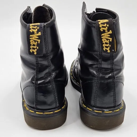 Vintage Doc Dr Martens 1460 US Mens 6 Made in England Boots Shiny Black Leather
