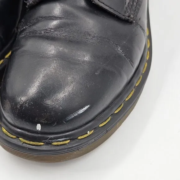 Vintage Doc Dr Martens 1460 US Mens 6 Made in England Boots Shiny Black Leather