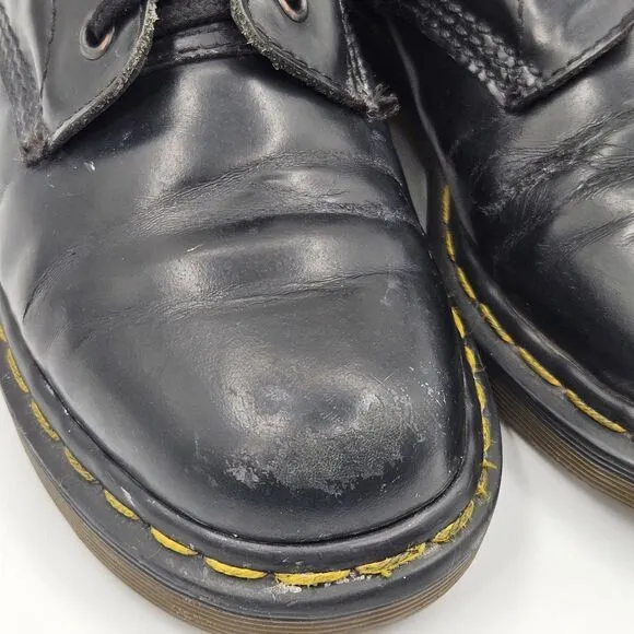 Vintage Doc Dr Martens 1460 US Mens 6 Made in England Boots Shiny Black Leather
