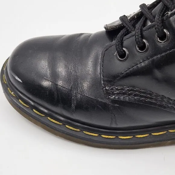 Vintage Doc Dr Martens 1460 US Mens 6 Made in England Boots Shiny Black Leather