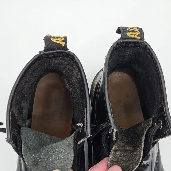 Vintage Doc Dr Martens 1460 US Mens 6 Made in England Boots Shiny Black Leather