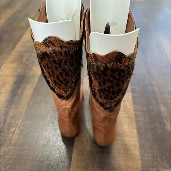 Vintage Donna Carolina Leather Animal Print Western Cowboy Boots Size 36.5/6.5