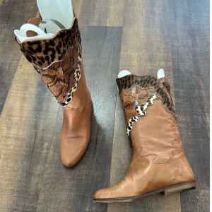 Vintage Donna Carolina Leather Animal Print Western Cowboy Boots Size 36.5/6.5