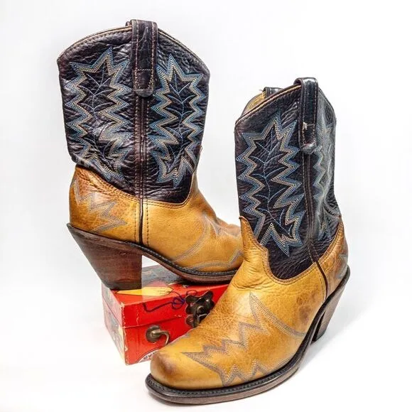 Vintage Double H Mid-Calf Leather Dress Boots Size Ladies 7M