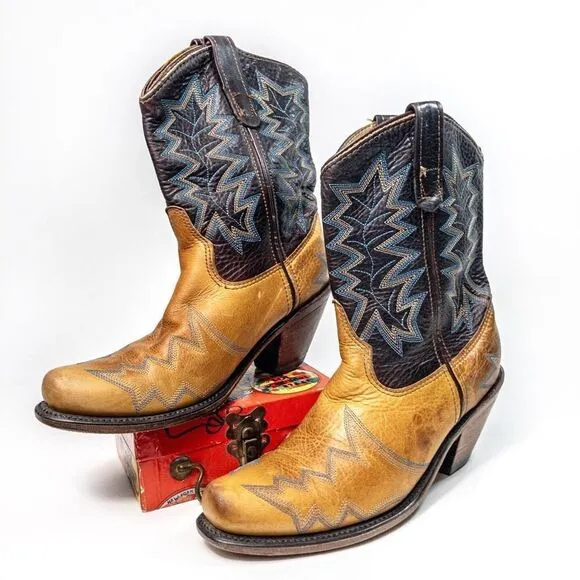 Vintage Double H Mid-Calf Leather Dress Boots Size Ladies 7M