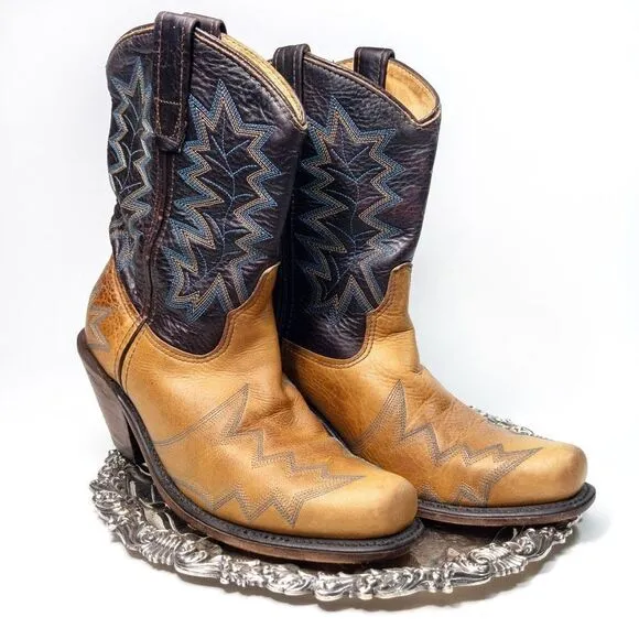 Vintage Double H Mid-Calf Leather Dress Boots Size Ladies 7M