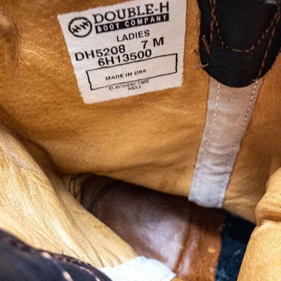 Vintage Double H Mid-Calf Leather Dress Boots Size Ladies 7M