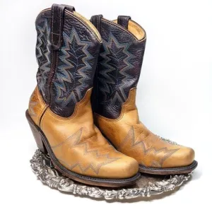 Vintage Double H Mid-Calf Leather Dress Boots Size Ladies 7M
