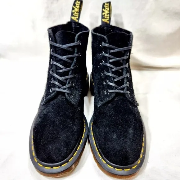 Vintage Dr. Marten Black Suede 6 Eyelet Boots RARE!