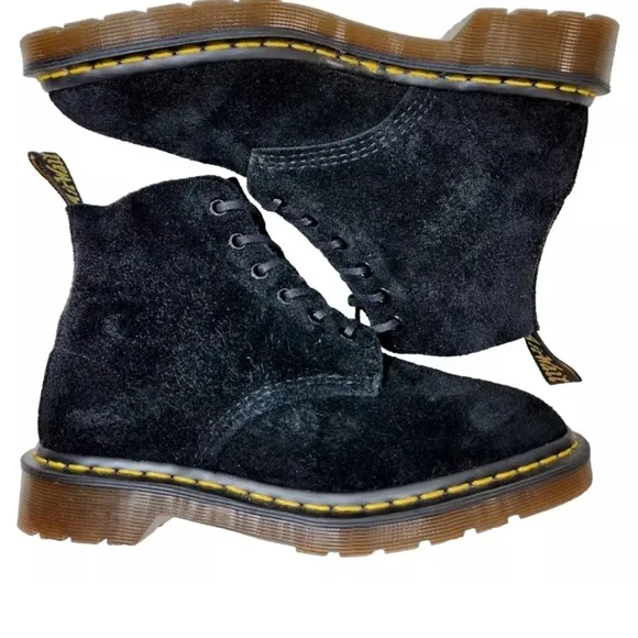 Vintage Dr. Marten Black Suede 6 Eyelet Boots RARE!