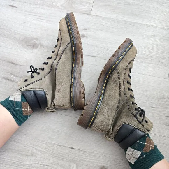 vintage Dr. Martens 90's brown suede chunky Made in England combat boots WMS 7.5