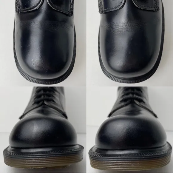 Vintage Dr. Martens Black Boots with Smooth Leather and Lace-Up Design
