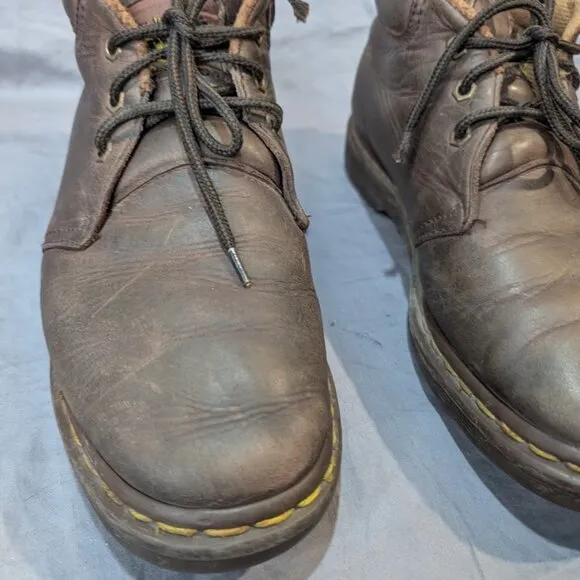 Vintage Dr Martens Distressed Brown Leather Low Boots Made in England Size 8