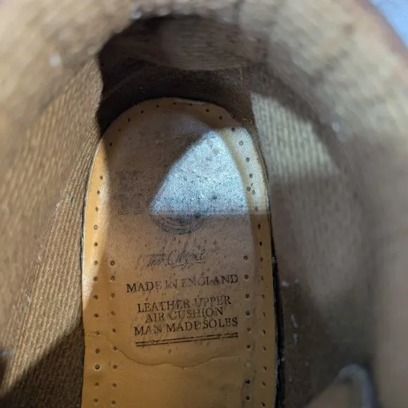 Vintage Dr Martens Distressed Brown Leather Low Boots Made in England Size 8