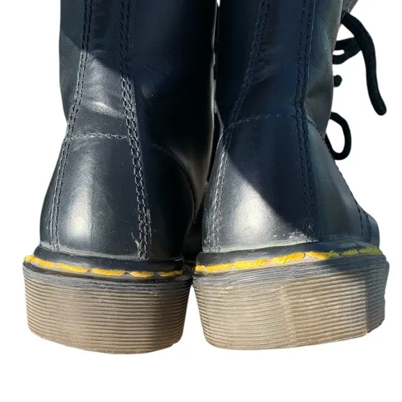 Vintage Dr. Martens England Black Steel Toe 7 Eye Leather Boots UK 4