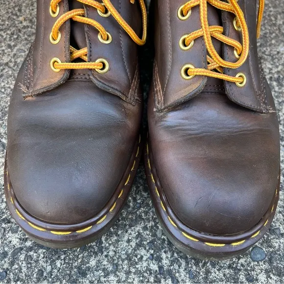Vintage Dr. Martens Made in England 1460 Brown Leather Boots MIE 90s