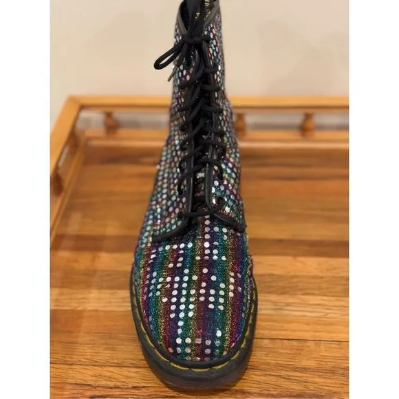 Vintage Dr. Martens Men's 1460 Pascal Silver Metallic Boots Made in England Sz 8