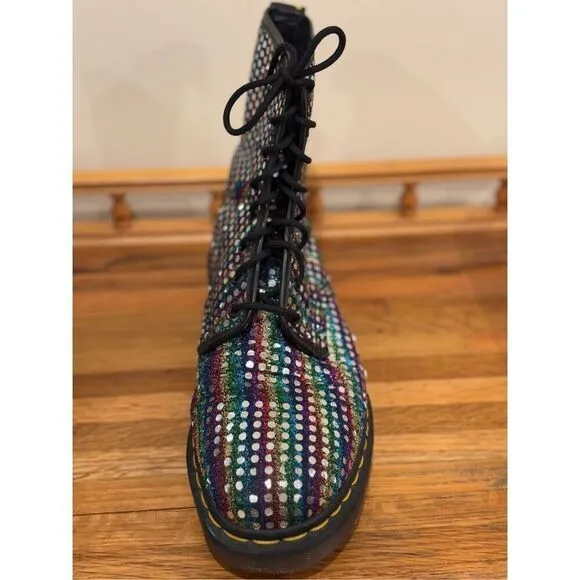 Vintage Dr. Martens Men's 1460 Pascal Silver Metallic Boots Made in England Sz 8