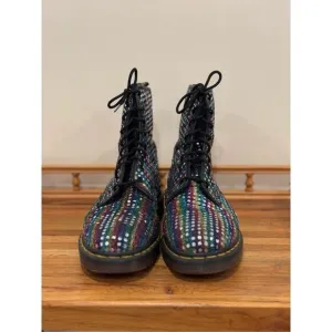 Vintage Dr. Martens Men's 1460 Pascal Silver Metallic Boots Made in England Sz 8