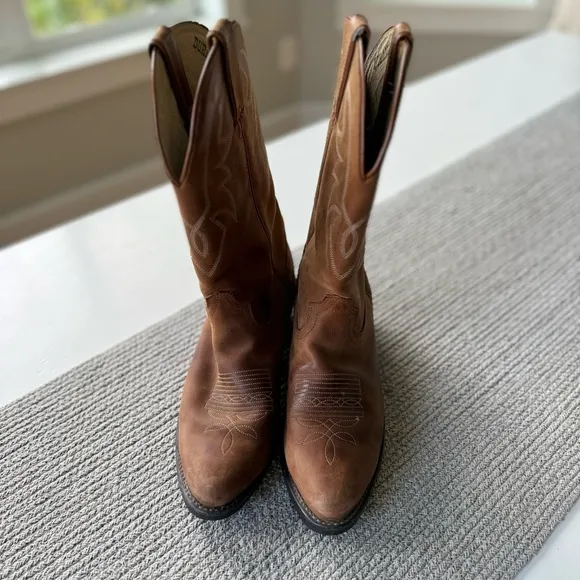 Vintage Durango Light Brown Leather Embroidered Cowboy Boots Men’s 8 / Wmn’s 9.5