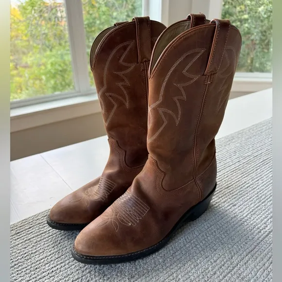 Vintage Durango Light Brown Leather Embroidered Cowboy Boots Men’s 8 / Wmn’s 9.5