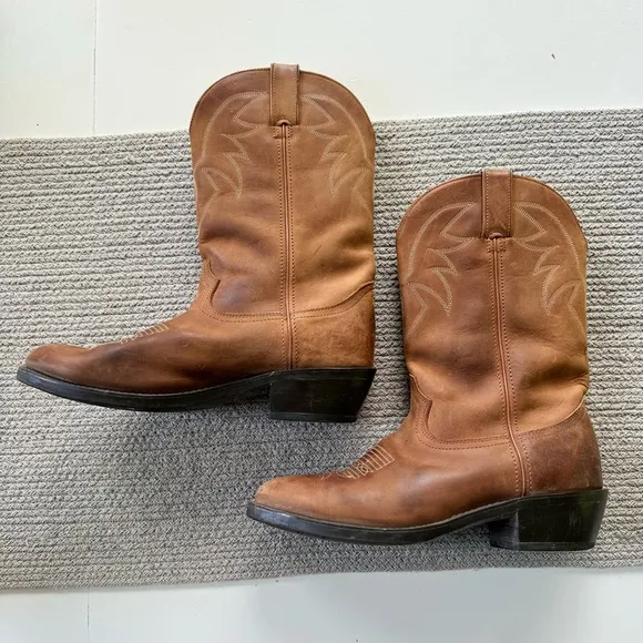 Vintage Durango Light Brown Leather Embroidered Cowboy Boots Men’s 8 / Wmn’s 9.5