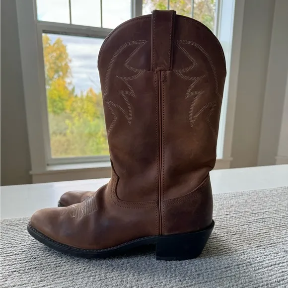 Vintage Durango Light Brown Leather Embroidered Cowboy Boots Men’s 8 / Wmn’s 9.5