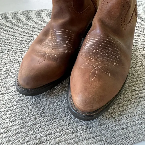 Vintage Durango Light Brown Leather Embroidered Cowboy Boots Men’s 8 / Wmn’s 9.5
