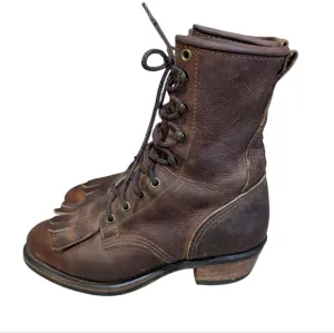 Vintage Durango Roper Boots size 7 Leather Kiltie Western Cowgirl Vibram Sole
