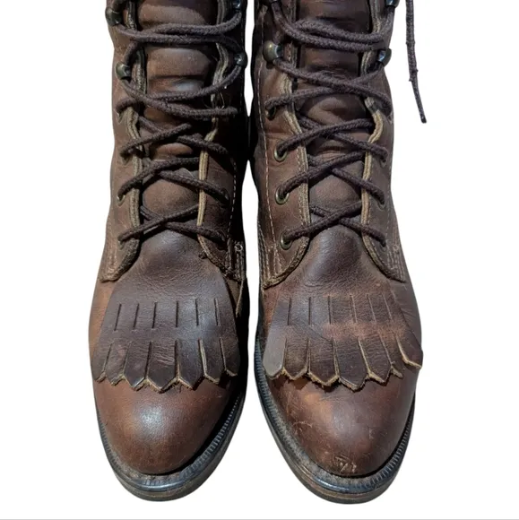 Vintage Durango Roper Boots size 7 Leather Kiltie Western Cowgirl Vibram Sole