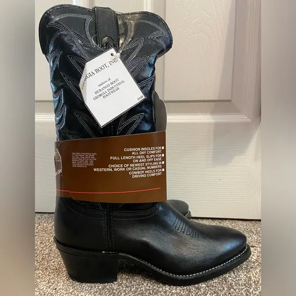 Vintage DURANGO Truck'n Boots Black Leather Western Country USA 7.5D