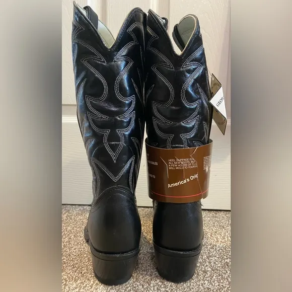 Vintage DURANGO Truck'n Boots Black Leather Western Country USA 7.5D